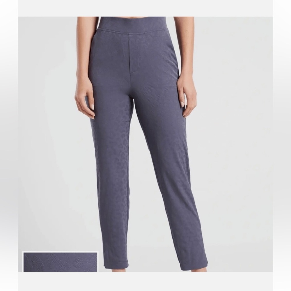 ATHLETA Brooklyn Textured Ankle Pant, Leopard Medieval Violet, Size 4